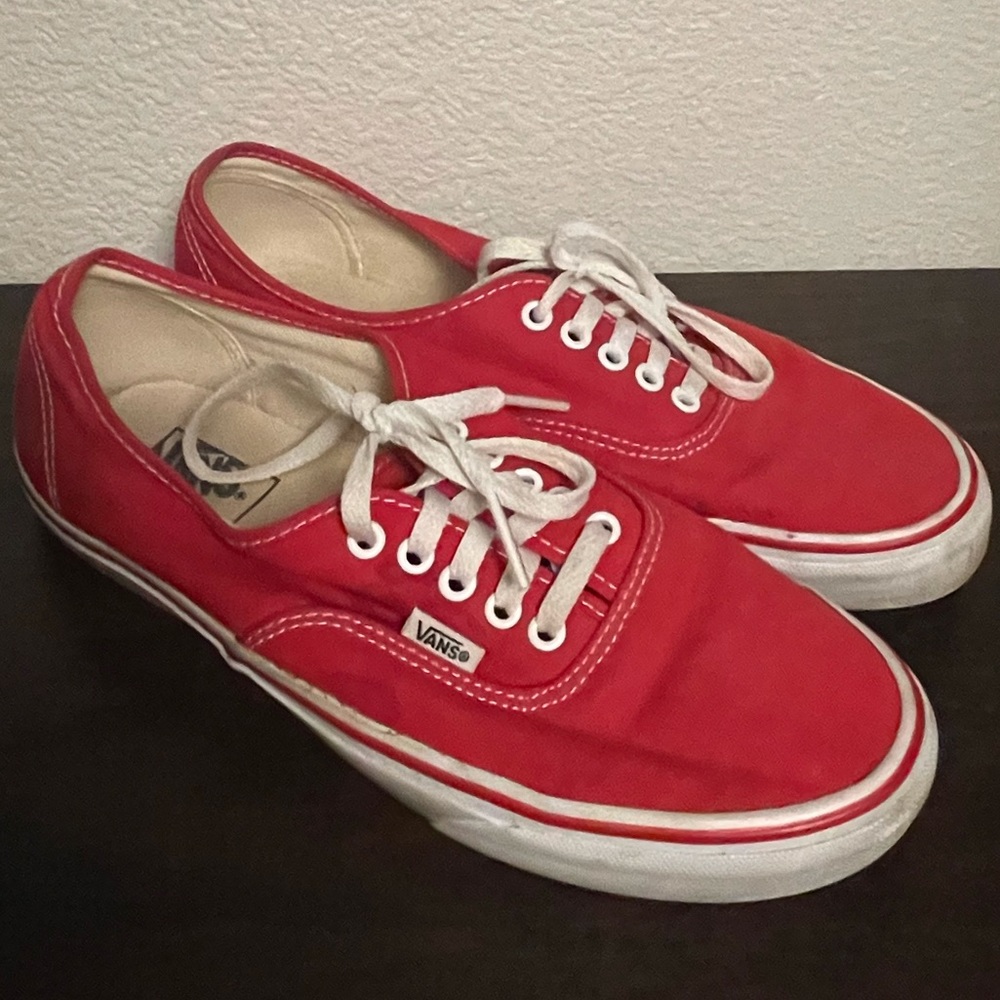 Red Vans Authentic Size 10